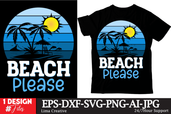 Beach Please Retro T-shirt Design for T-Shirt Designs