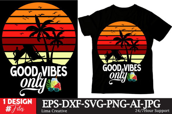 Good Vibes Only Retro T-shirt Design