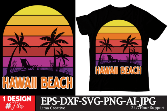 Hawaii Beach Retro T-shirt Design