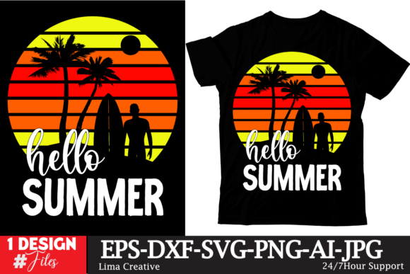 Hello Summer Retro T-shirt Design