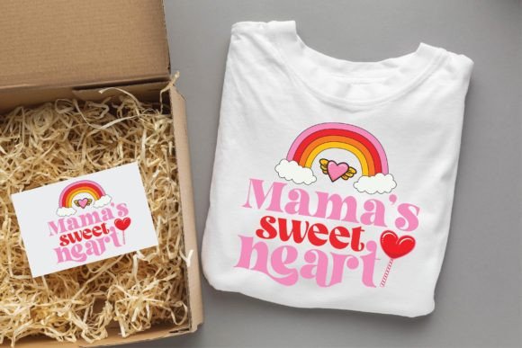 Mama’s Sweet Heart Valentine Groovy Svg T-Shirt Designs