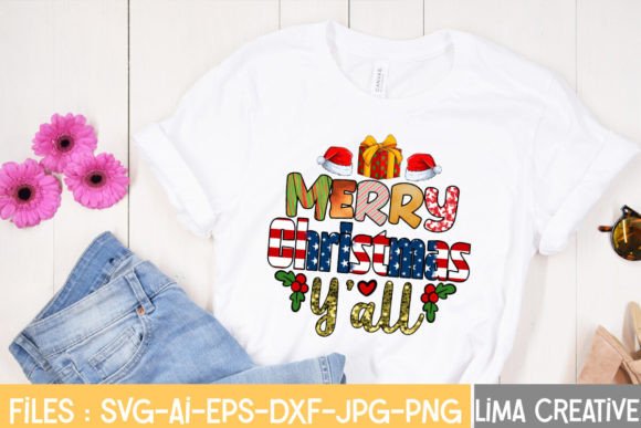 Merry Christmas Yall Sublimation PNG for T-Shirt Designs