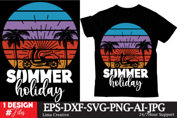 Summer Holiday Retro T-shirt Design